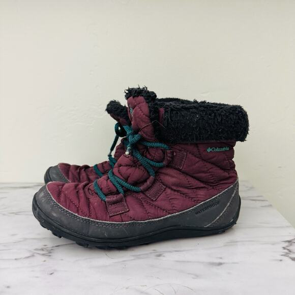 Columbia Youth Red Minx Shorty Omni Heat Weatherproof Boot Girls Size 3 - Picture 1 of 9